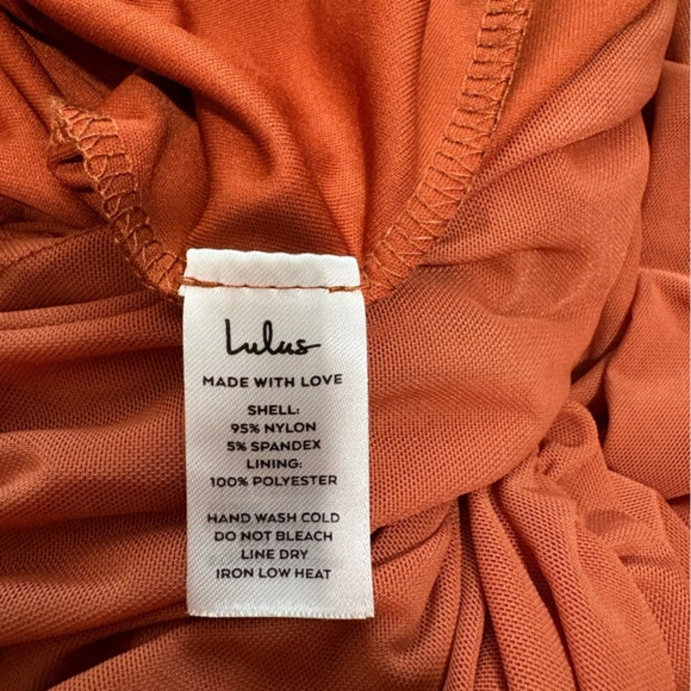 Lulus Rust One Shoulder Ruched Midi Dress – Size M - Picture 6 of 6